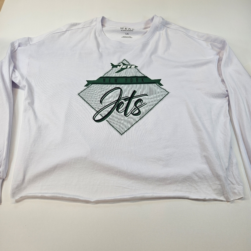 New York Jets Wear By Erin Andrews Womens White Top Long Sleeve Large